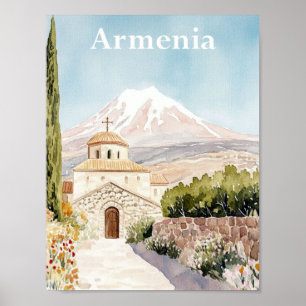 Armenia Watercolor Painting Travel Poster