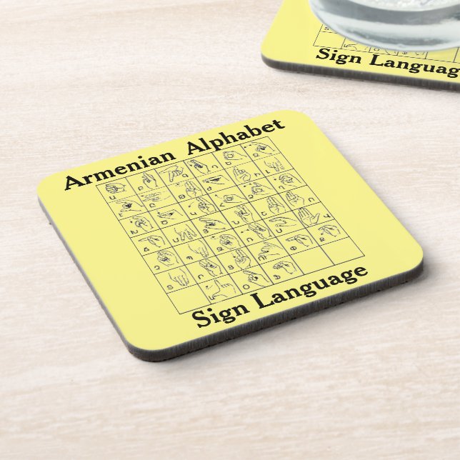 Armenian Alphabet Sign Language Coaster (Left Side)
