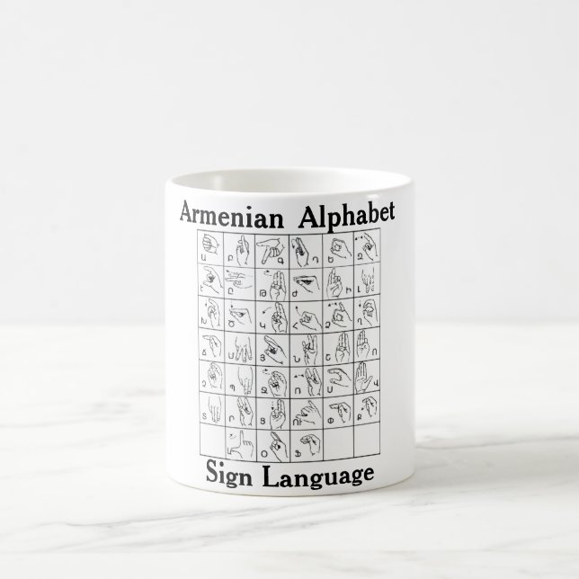 Armenian Alphabet Sign Language Coffee Mug (Center)