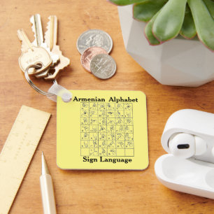 Armenian Alphabet Sign Language Keychain
