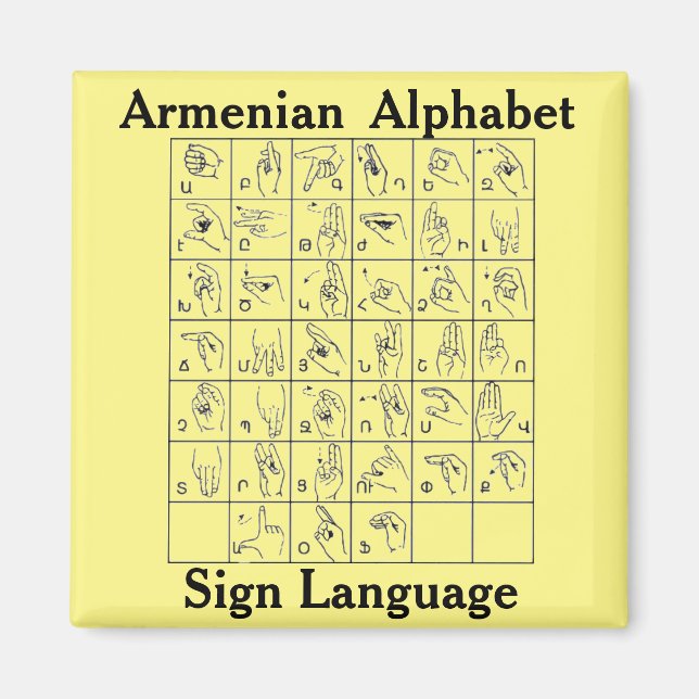 Armenian Alphabet Sign Language Magnet (Front)