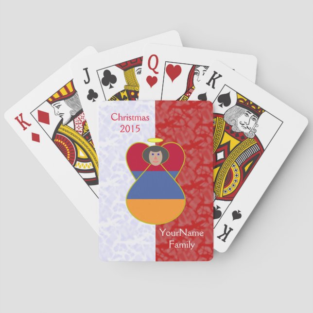 Armenian Angel Black Hair Dressed in Flag Playing Cards (Back)