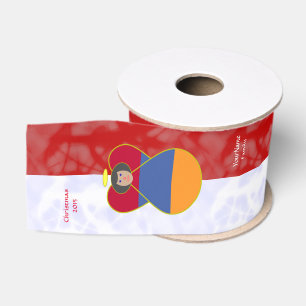 Armenian Angel Flag Red White Personalised Text  Grosgrain Ribbon
