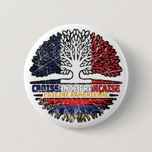 Armenian Armenia French France Tree Roots Flag 6 Cm Round Badge