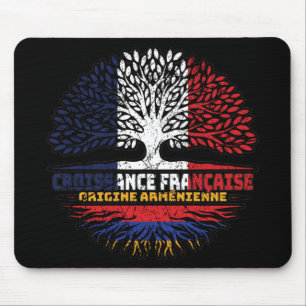 Armenian Armenia French France Tree Roots Flag Mouse Pad