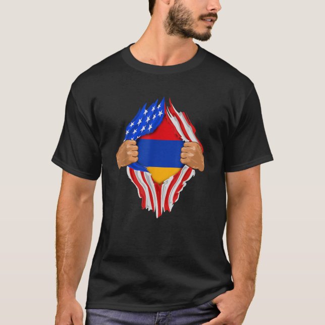 Armenian Blood Inside Me Armenia Flag Gift T-Shirt (Front)