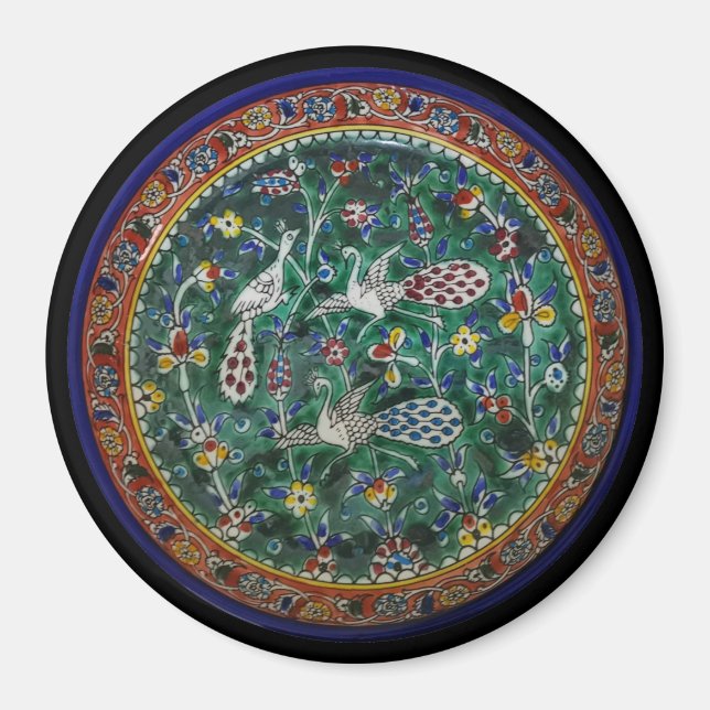 Armenian Ceramic Birds and Flowers Magnet (Front)