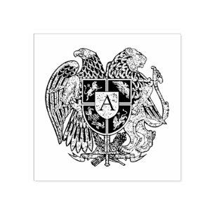 Armenian Coat of Arms Monogram Rubber Stamp