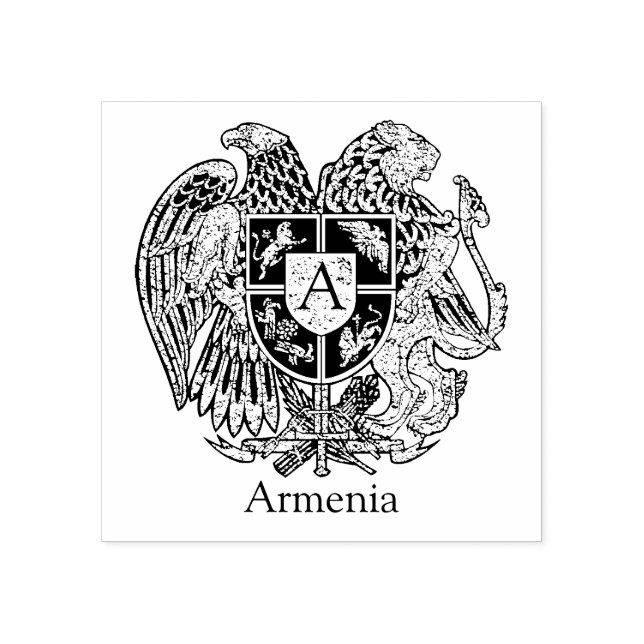 Armenian Coat of Arms Personalise Rubber Stamp (Imprint)