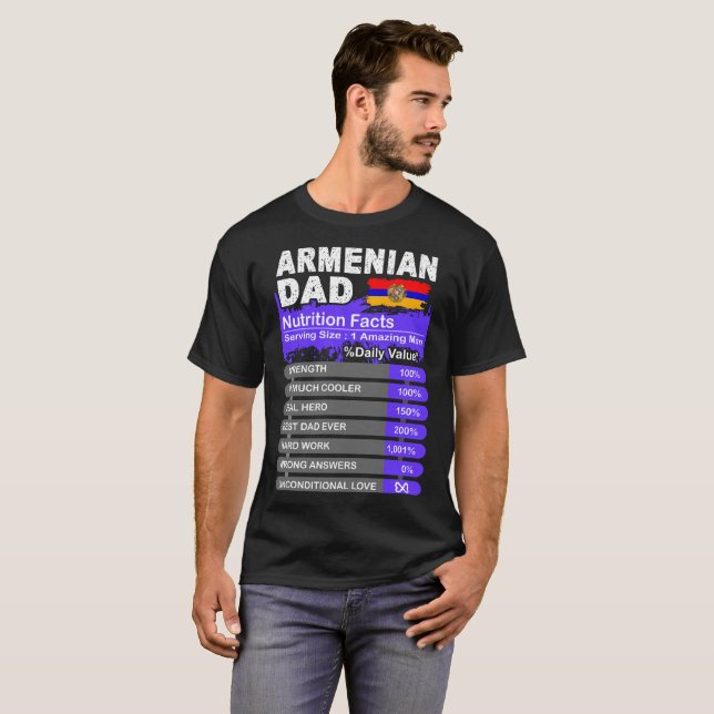 Armenian Dad Nutrition Facts Serving Size Tshirt (Front Full)
