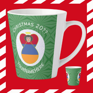Armenian Flag Angel Christmas Personalise Latte Mug