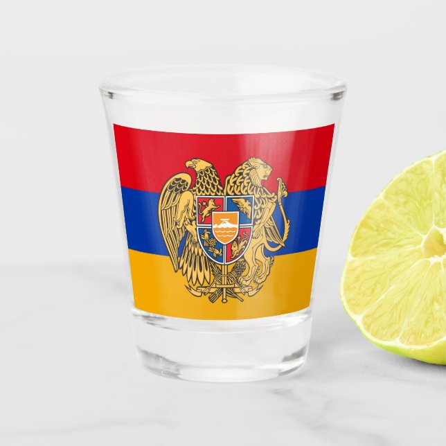 Armenian Flag & Armenia country patriot /sports Shot Glass (Front)