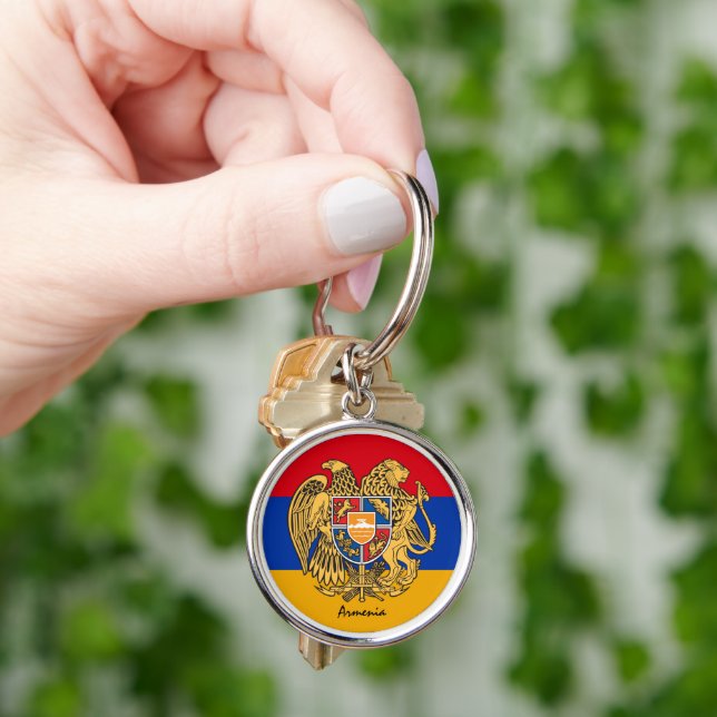 Armenian Flag & Armenia - party, birthday /sports  Key Ring (Hand)