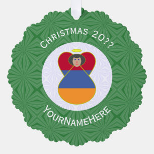 Armenian Flag Christmas Angel Personalised Tree Decoration Card