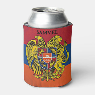 Armenian Flag Coat of Arms Heraldic Emblem Armenia Can Cooler