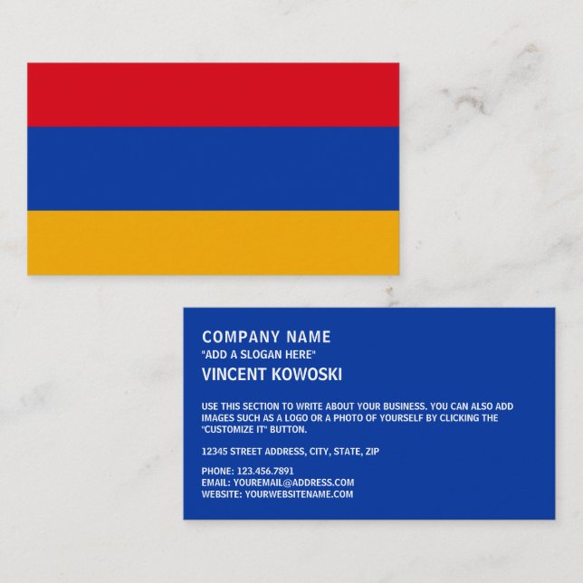 Armenian Flag, Flag of Armenia Business Card (Front/Back)