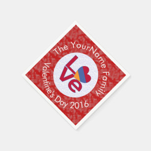 Armenian Flag Heart LOVE Red Personalised Text  Napkin
