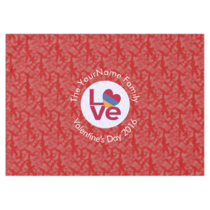 Armenian Flag Heart LOVE Red Personalised Text Tablecloth