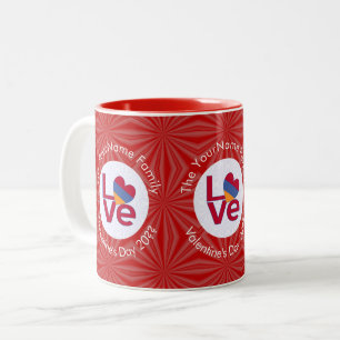 Armenian Flag Heart LOVE Red Personalised Text Two-Tone Coffee Mug