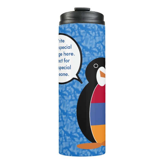 Armenian Flag Holiday Ms. Penguin Talking  Thermal Tumbler (Front)