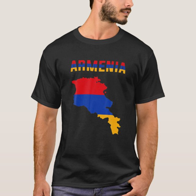 Armenian Flag Inside Map Of Armenia T-Shirt (Front)