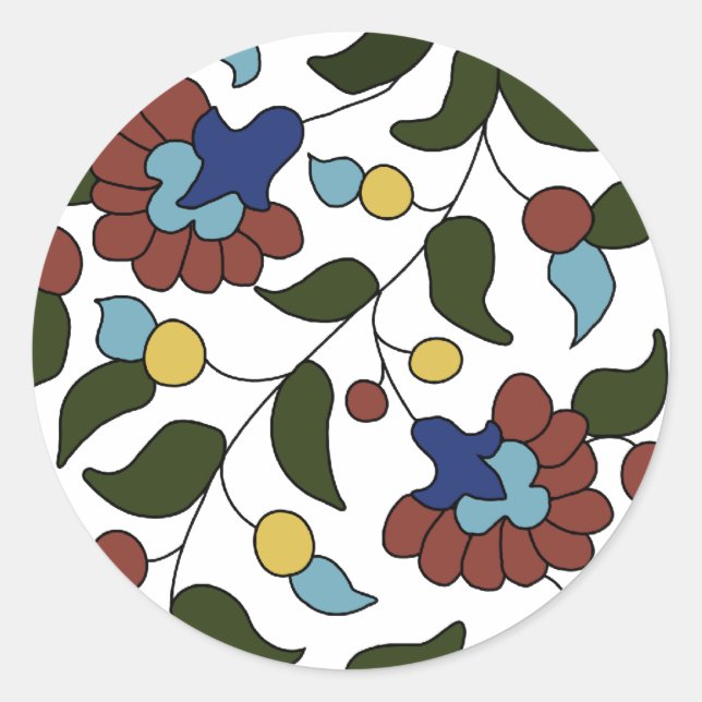 Armenian Floral Pattern Classic Round Sticker (Front)