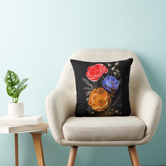 Armenian Flowers Throw Pillow (Chair)