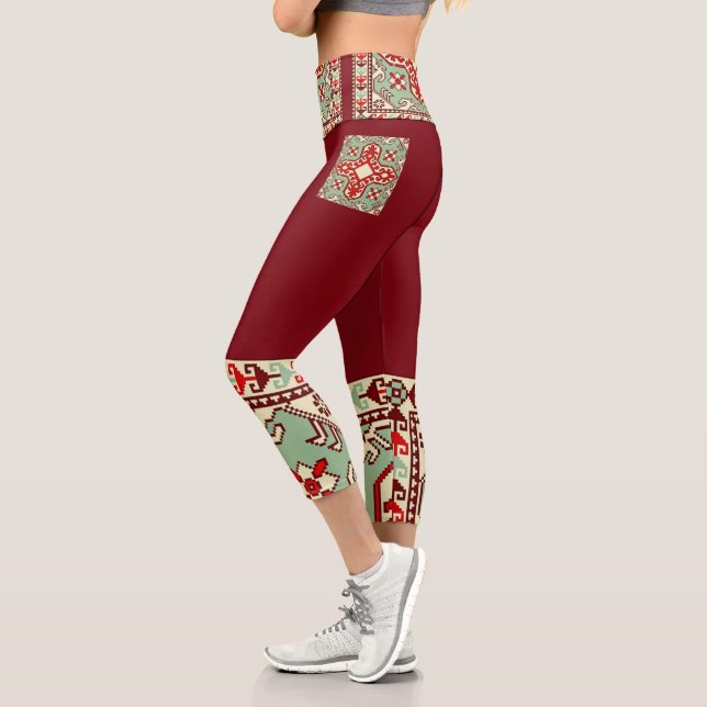 Armenian Folk Art Capri Leggings (Left)