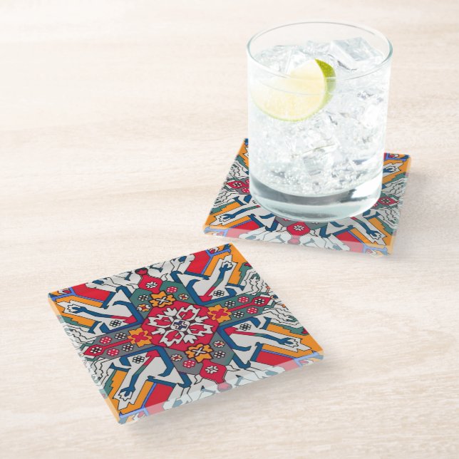 Armenian Folk Art Glass Coaster (Angled)