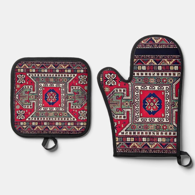 Armenian Folk Oven Mitt and Pot Holders Oven Mitt & Pot Holder Set (Front)