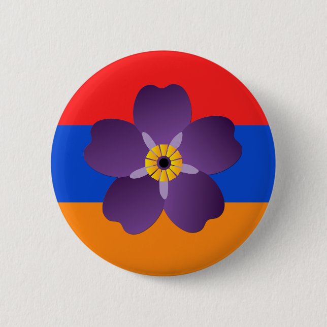 Armenian Genocide Centennial Emblem & Flag 6 Cm Round Badge (Front)