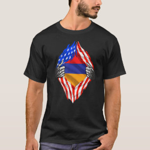 Armenian Heritage Armenia Roots Us American Flag P T-Shirt