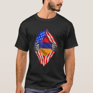 Armenian Heritage Armenia Roots US American Flag P T-Shirt