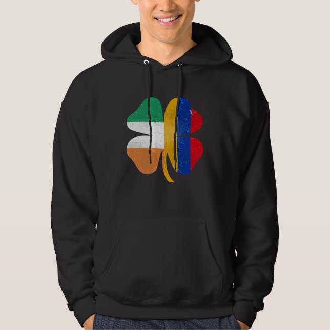 Armenian Irish Shamrock Armenia Ireland St Patrick Hoodie (Front)