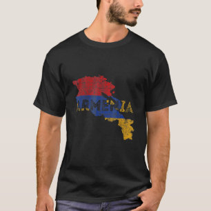 Armenian Map and Flag Souvenir   Distressed Armeni T-Shirt