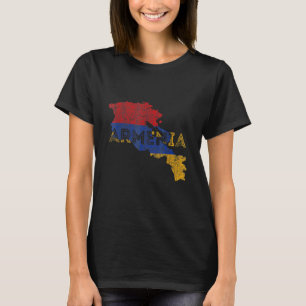 Armenian Map and Flag Souvenir   Distressed Armeni T-Shirt
