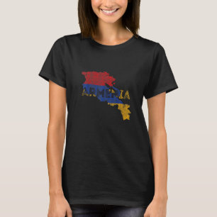 Armenian Map and Flag Souvenir  Distressed Armenia T-Shirt