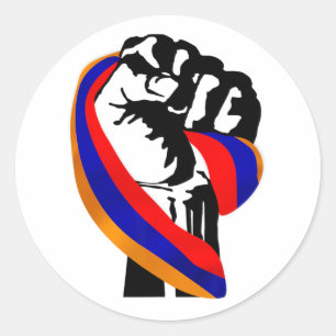 Armenian Pride Flag Fist Resist - Men Women Kids T Classic Round Sticker