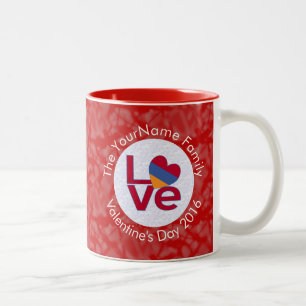 Armenian Red Letters LOVE Flag Personalised Two-Tone Coffee Mug
