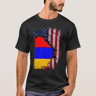 Armenian ROOTS  Half American Flag Patrioitc  Arme T-Shirt