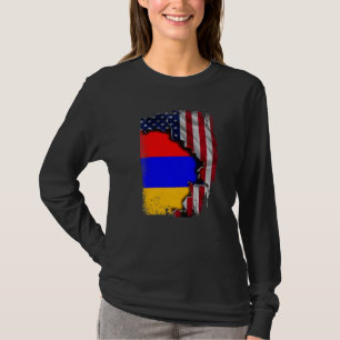Armenian ROOTS Half American Flag Patrioitc Armeni T-Shirt
