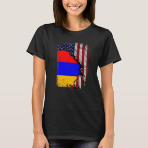 Armenian ROOTS Half American Flag Patrioitc Armeni T-Shirt