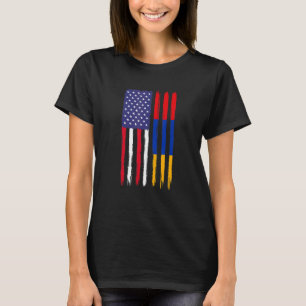 Armenian Roots Half American Flag Patriotic Armeni T-Shirt