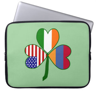 Armenian Shamrock Green Background Laptop Sleeve