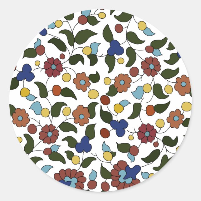 Armenian small print floral pattern classic round sticker (Front)