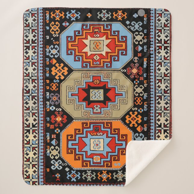 Armenian Traditional Art Small Sherpa Blanket (Front)