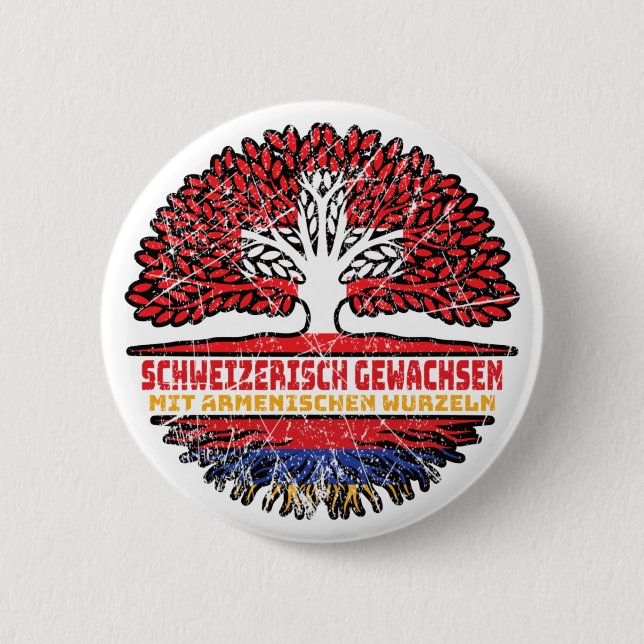 Armenien Armenisch Schweizer Schweiz Baum Wurzel 6 Cm Round Badge (Front)