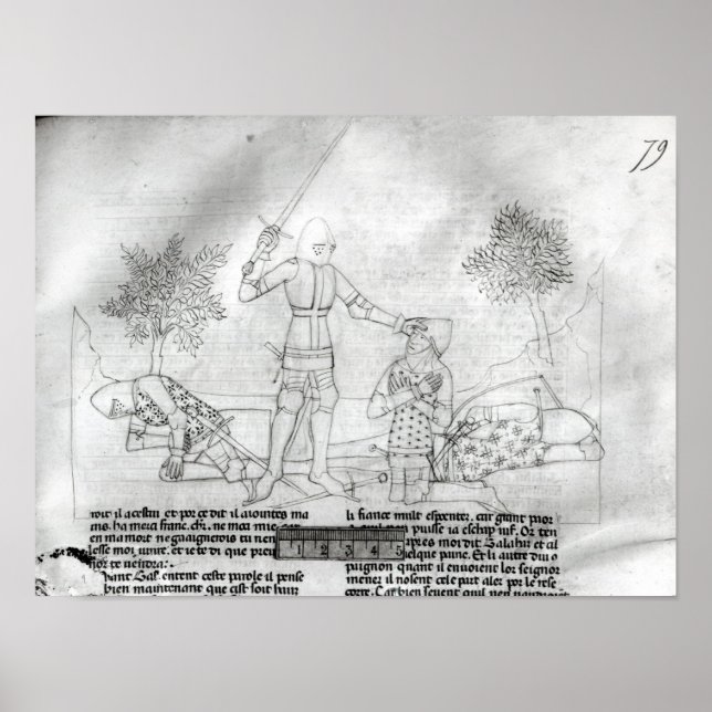 Arming a knight on a battlefield poster (Front)