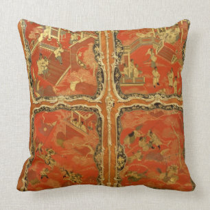 Armoire with four Chinoiserie red lacquer panels e Cushion