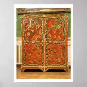 Armoire with four Chinoiserie red lacquer panels e Poster